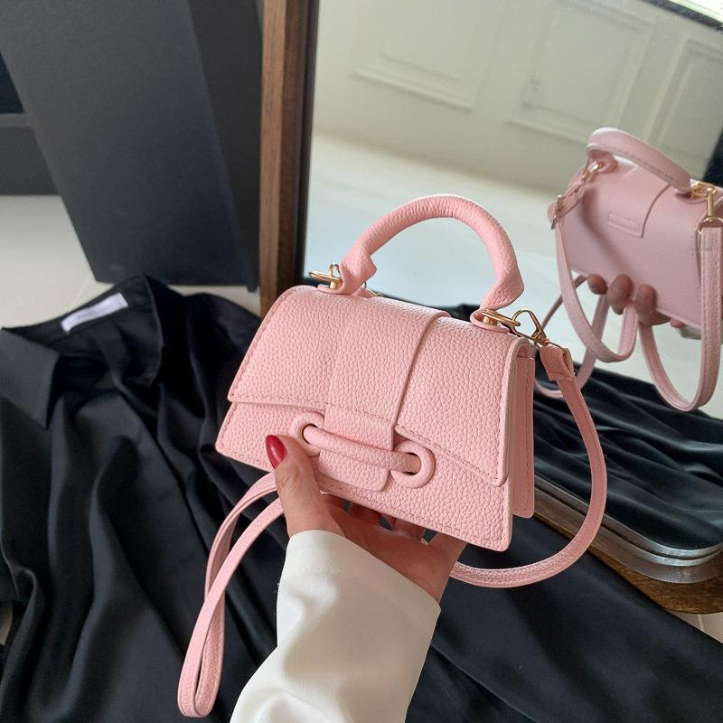 Mini PU Crossbody Bag Women Girls Square Shoulder Bag Solid Color Parent-child Pouch Sweet Lipstick Makeup Bag