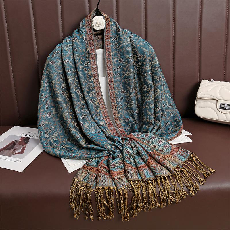 New Winter Women Cotton Jacquard Scarf Big Shawl Fashion Elegant Lady Long Printing Decorate Scarves Sun Protection Bandana