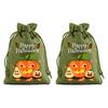 Halloween Party Supplies 2Pcs Pumpkin Drawstring Bags for Candy Treats, Retro Burlap Handmade Style Trick or Treat Bags, Portable Goodie Kids