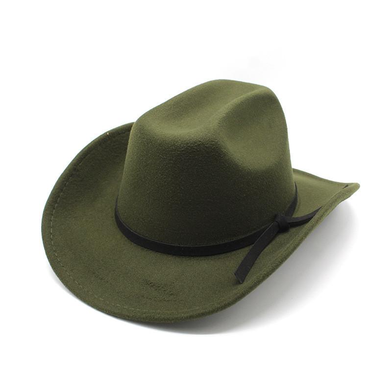 Western Cowboy Hat Wool Felt Large Brim Sun Protection For Summer Fashion Enthusiasts