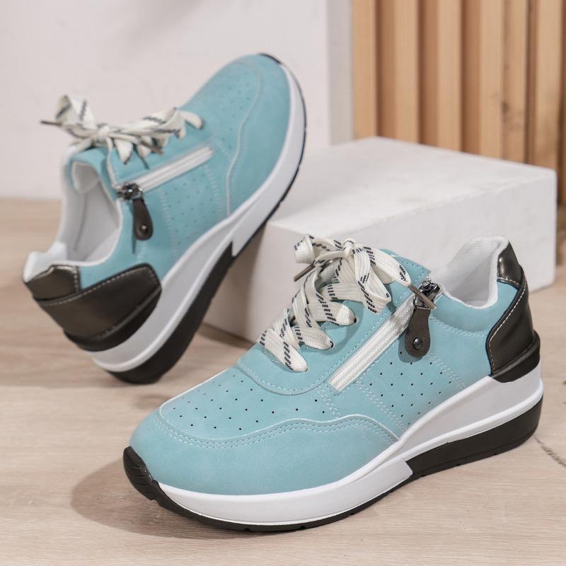 Fashion Running Shoes for Women Non Slip Fashion Leisure Sport Shoes Breathable Versatile Zipper Lace Up Sneakers Platform Single Shoes