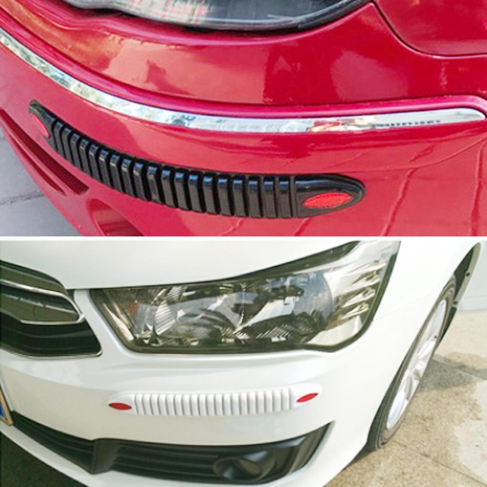 4PCS 41.5CM Car Protector Front Bumper Lip Splitter Silane Rear Bumper Protector Guard Scratch Sticker Rubber White