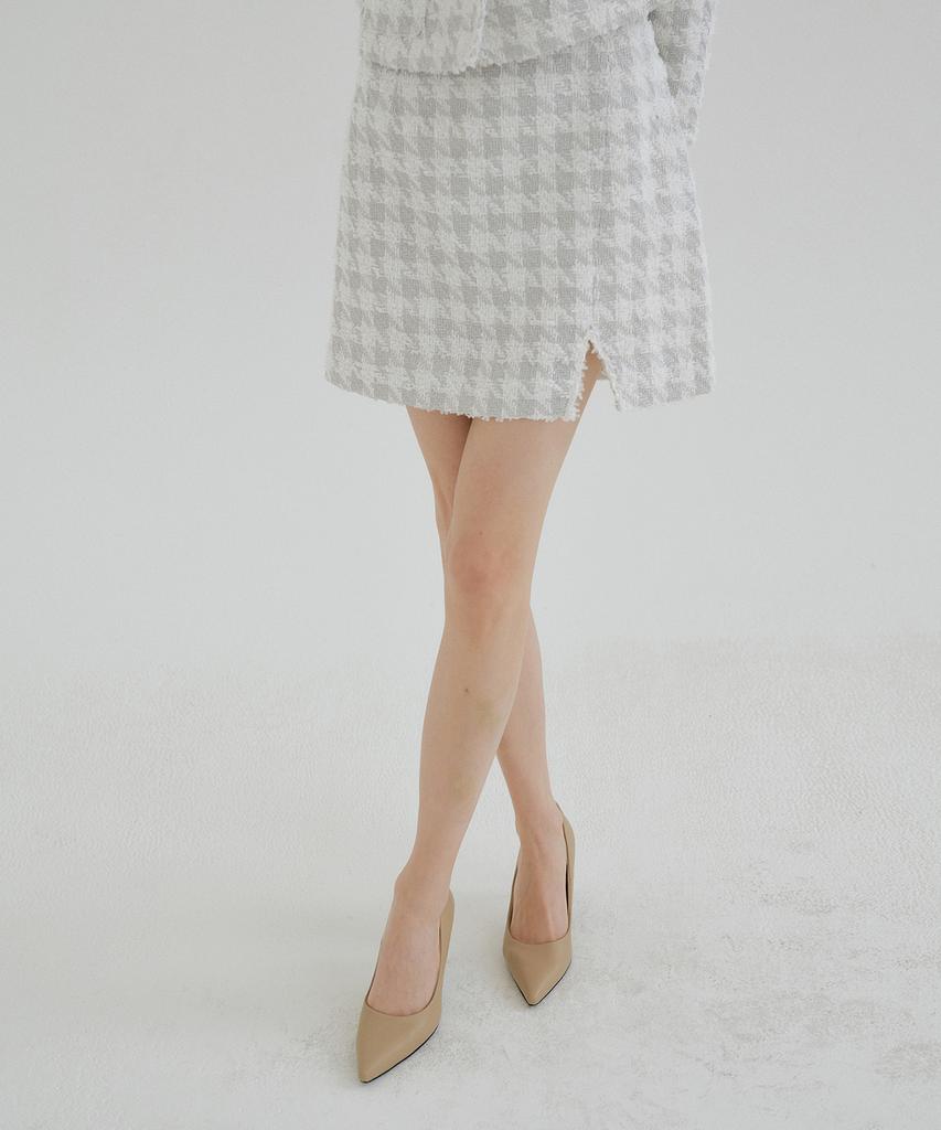 Mullion Tweed Slit Skirt
