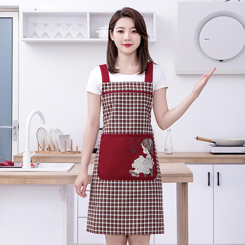Household Women Kitchen Apron Wear Resistant Cartoon Girl Restaurant Uniform Antifouling Breathable Cloth Work Apron