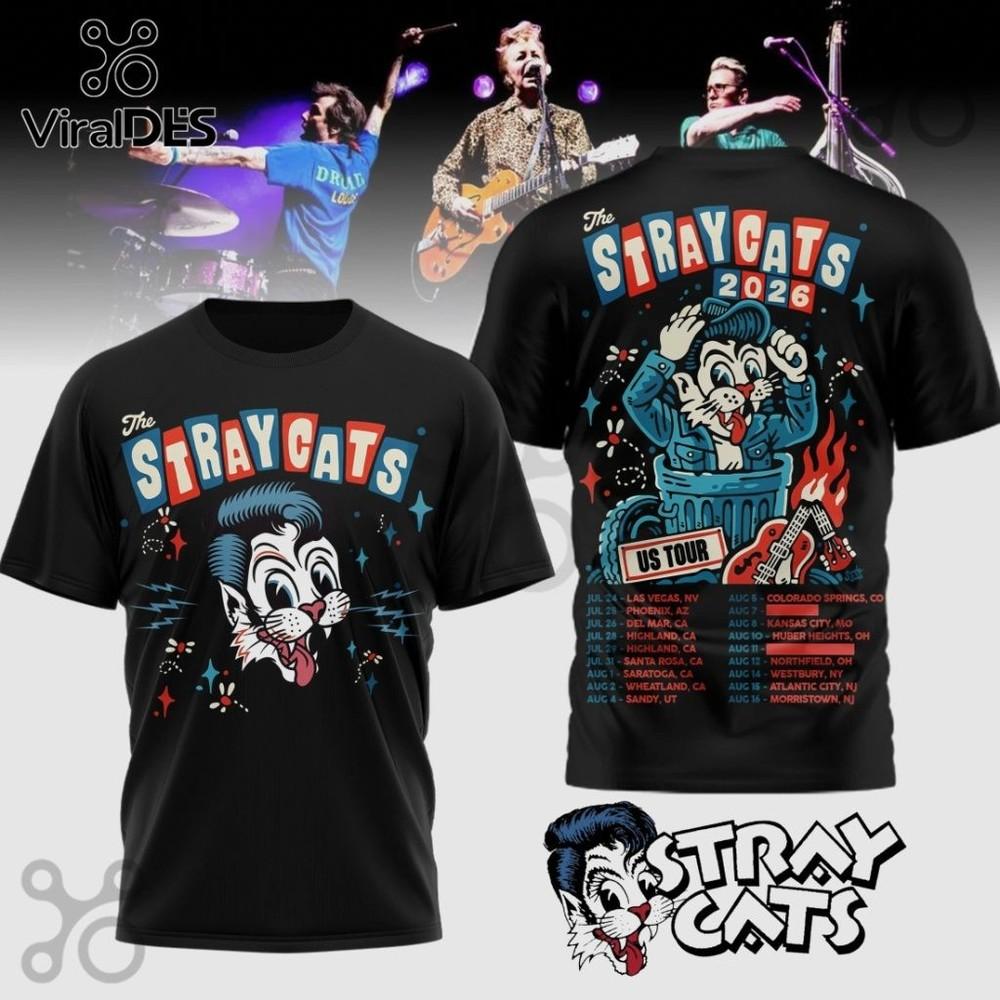 Stray Cats 2026 US Tour Štýlové Grafické Tričko Unisex Tričko