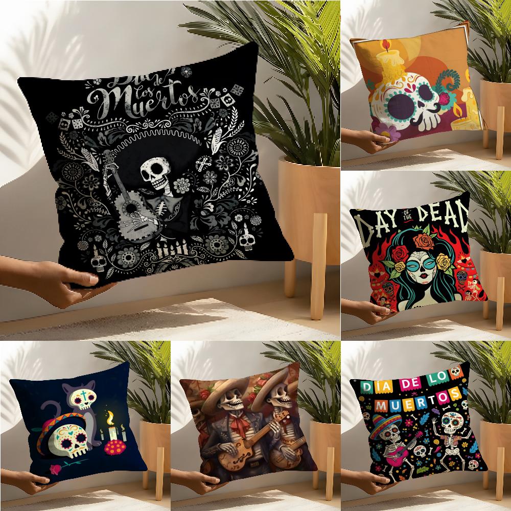 Festival D-Dia De Muertos 1 Pillow Case Linen Cushion Covers For Decorative Sofa Home Pillows Case Car Chair Pillows Cases