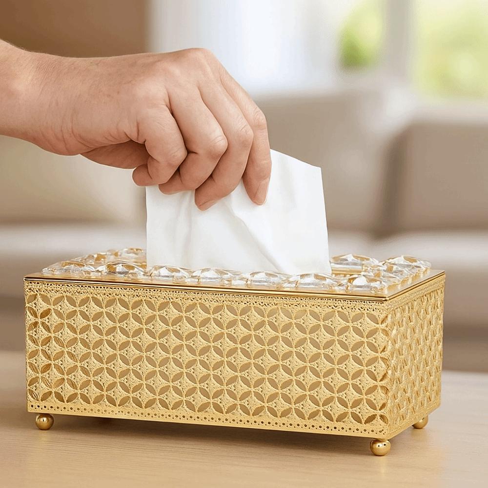 Light Luxury Crystal Tissue Box European Style Napkin Dispenser Fashion Paper Storage Box  Office