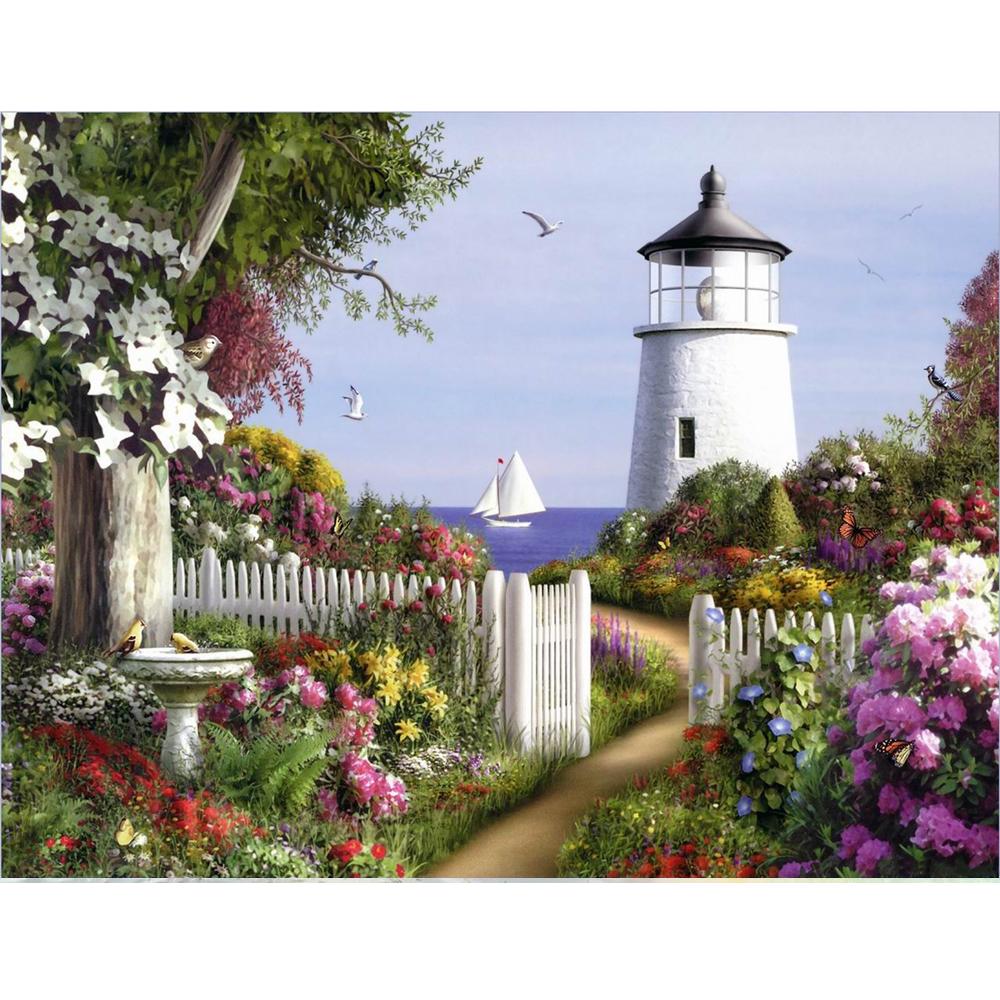 Peinture au Diamant 5D DIY Série Paysage Marin Bâtiment Diamants Entiers Fait Main Mosaïque Brodé au Diamant Décoration de Maison Cadeau