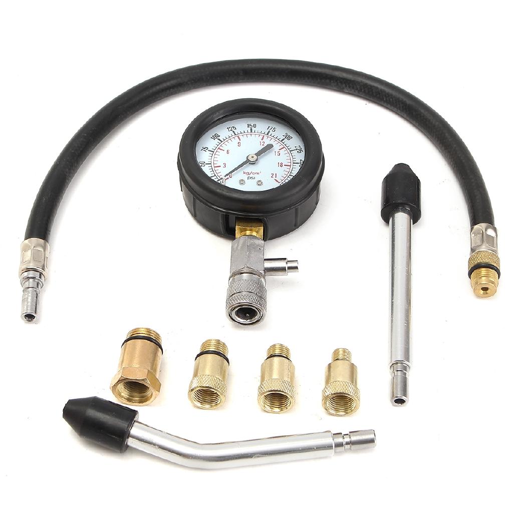 Petrol Engine Tester Pressure Gauge Set Kit Compression Leakage Diagnostic Compressometer Tool for Auto CAR with Case