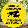 Vintage French Style Animals Ahead Round Metal Sign Weatherproof Outdoor Garden Pet Decor Plaque Courtyard Garage Wall Art
