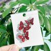 New Crystal Glass Brooch Three Red Butterflies Brooches for Women Girls Leaf Brooch Clothing Sting Horse Needle
