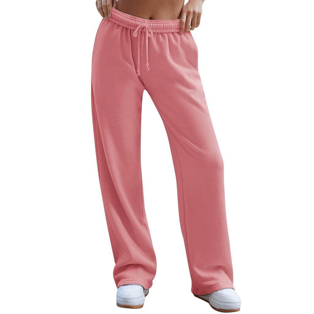 Women's Wide Leg Sweatpants Trendy Interior Drawstring Baggy Sweatpants High Waisted Casual Trousers Jogger Pant