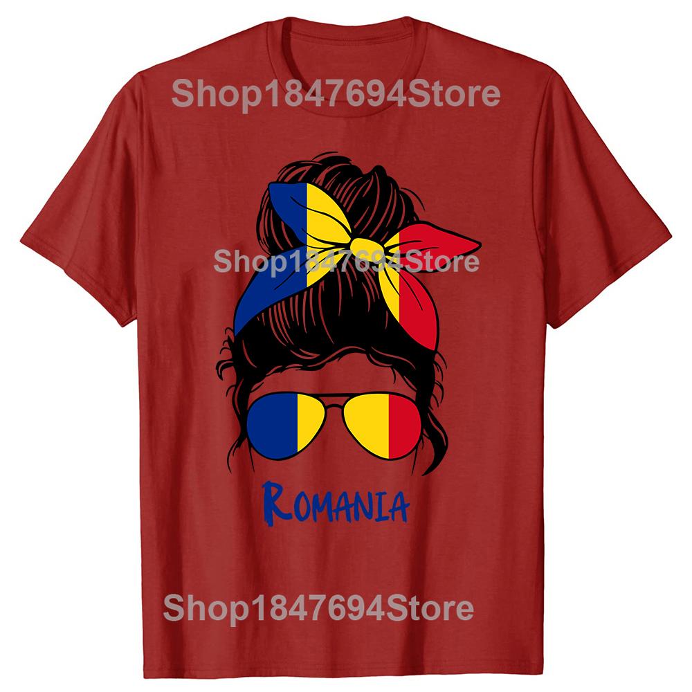 Romania Romanian Girl Woman Flag T Shirts Summer Graphic Cotton Streetwear Short Sleeve Birthday Gifts T-shirt Mens Clothing