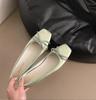 Chaussures Plates Élégantes en Soie à Nœud Mode Bout Carré Mary Janes Peu Profonds Chaussures de Ballet Décontractées Souples pour Femmes Chaussures de Ville à Enfiler