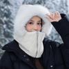 Winter Outdoor Cold Proof Zipper Lei Feng Hat Korean Style Plaid Scarf Protective Hat Versatile Windproof Warm Hat