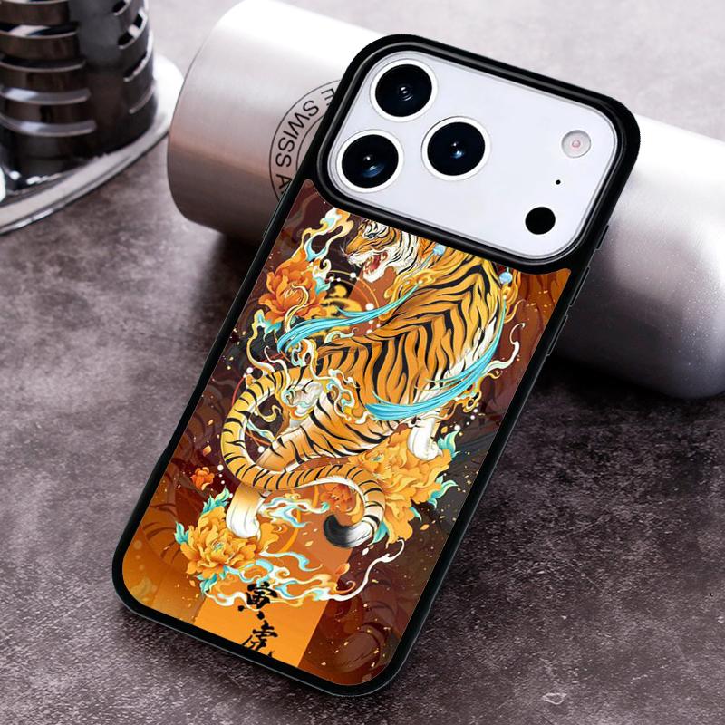 Japanese Tiger Phone Case for iPhone 17 16 15 Pro Max Air 14 13 12 11 Plus Shockproof Cover