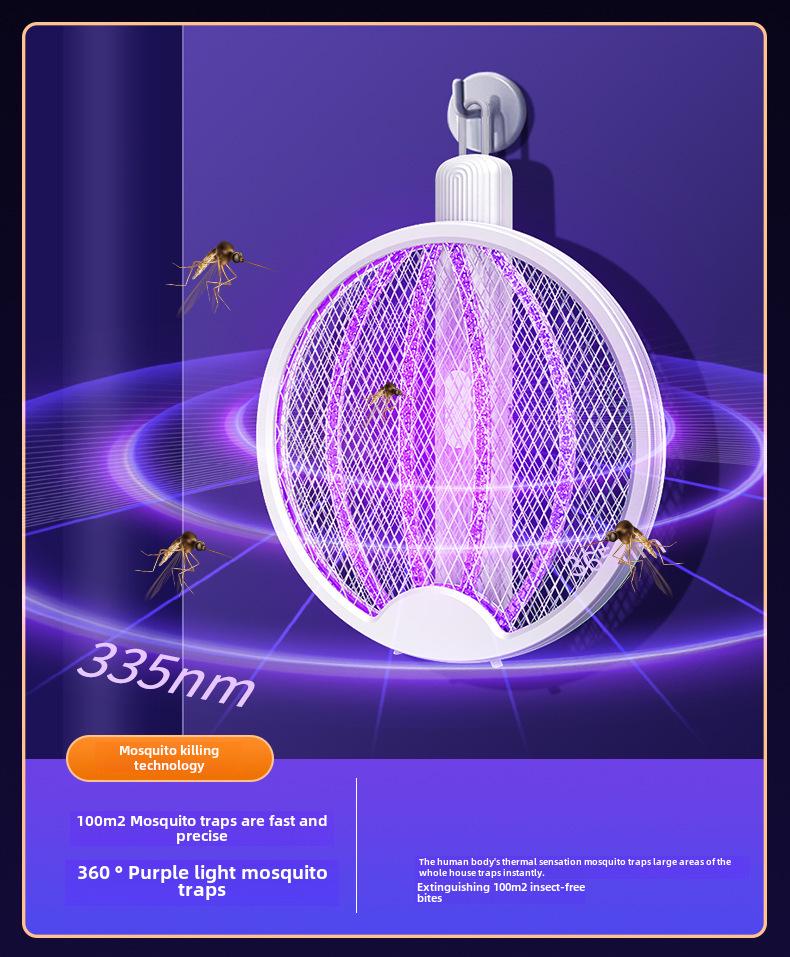 Foldable 4in1 Electric 2023 Mosquito Swatter Trap With Rechargeable Light