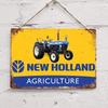Vintage New Holland Traktor Metall Blechschild Retro Bauernhof Wanddeko Shabby Chic Kunst Poster Plakette Perfektes Geschenk für Zuhause oder Büro