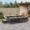 Vidaxl 15-Cz. Garden Furniture Set With Cushions, Black, PE Rattan