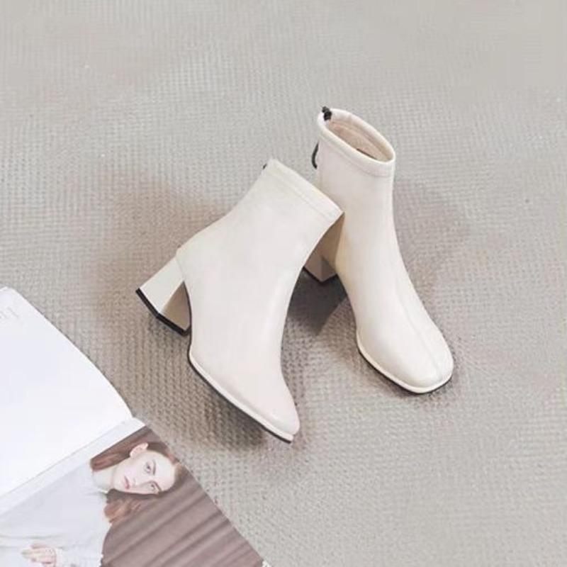 Neue Mode-Stiefel mit dickem Absatz, Herbststiefel aus weichem Leder, Stiefel mit eckiger Spitze, dünne Stiefel, High-Heel-Stiefel für Damen