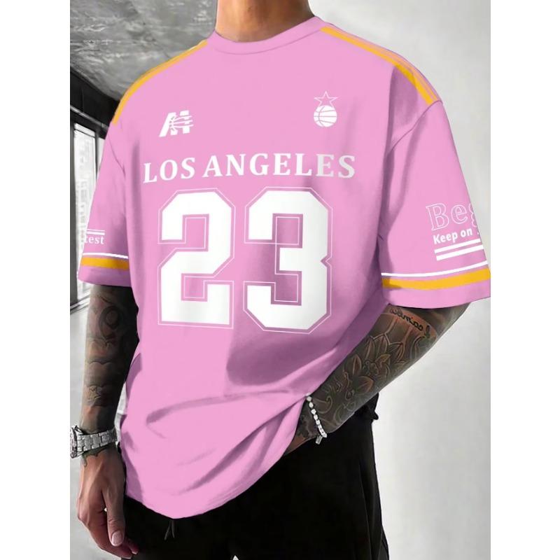 T-Shirt mit Grafik und Los Angeles-Print, kurzärmelig, Sport-T-Shirt für Damen, Unisex, lässig, für den Alltag, Sommer-Renn-T-Shirt für Herren