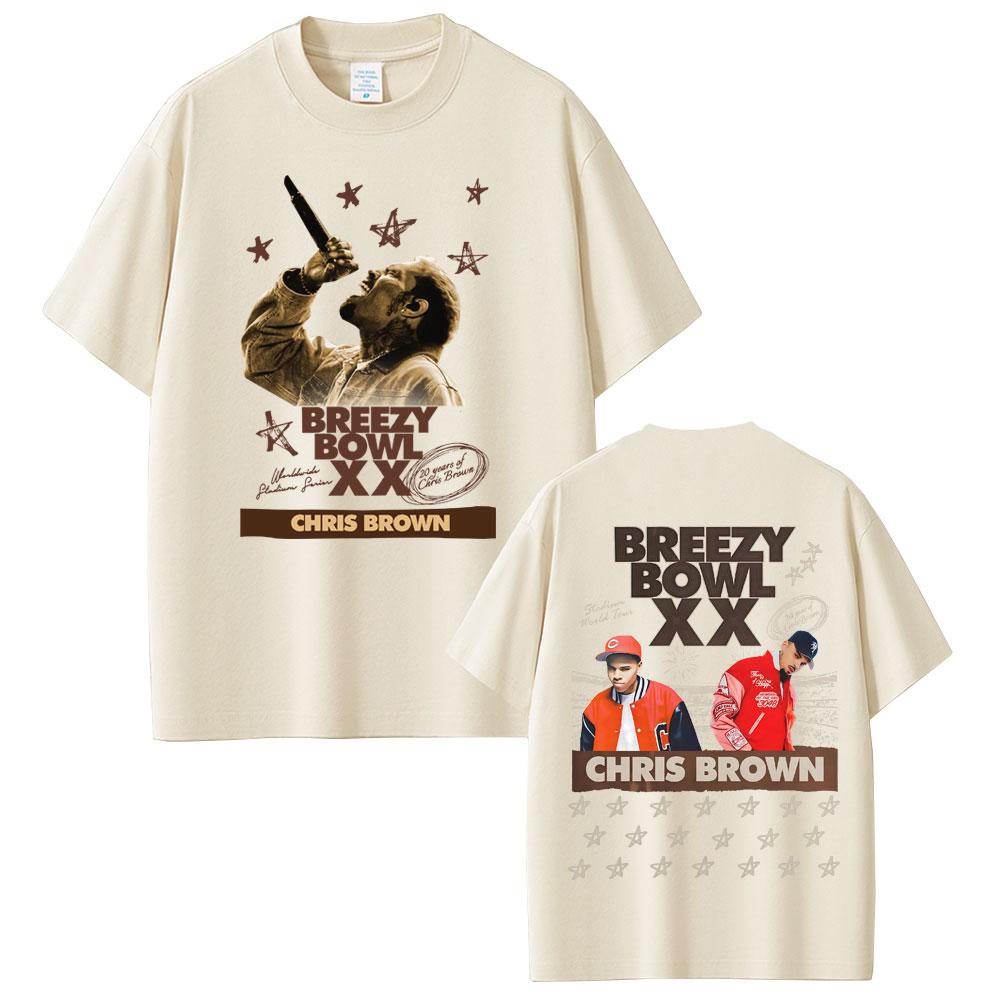 Rapper Chris Brown Breezy Bowl XX Tour 2025 T Shirts Unisex Women Clothing Hip Hop Pop Music Tshirt Casual Cotton Vintage Tshirts