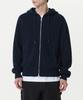 Ribbed Knit Hooded Zip-Up [Navy]
