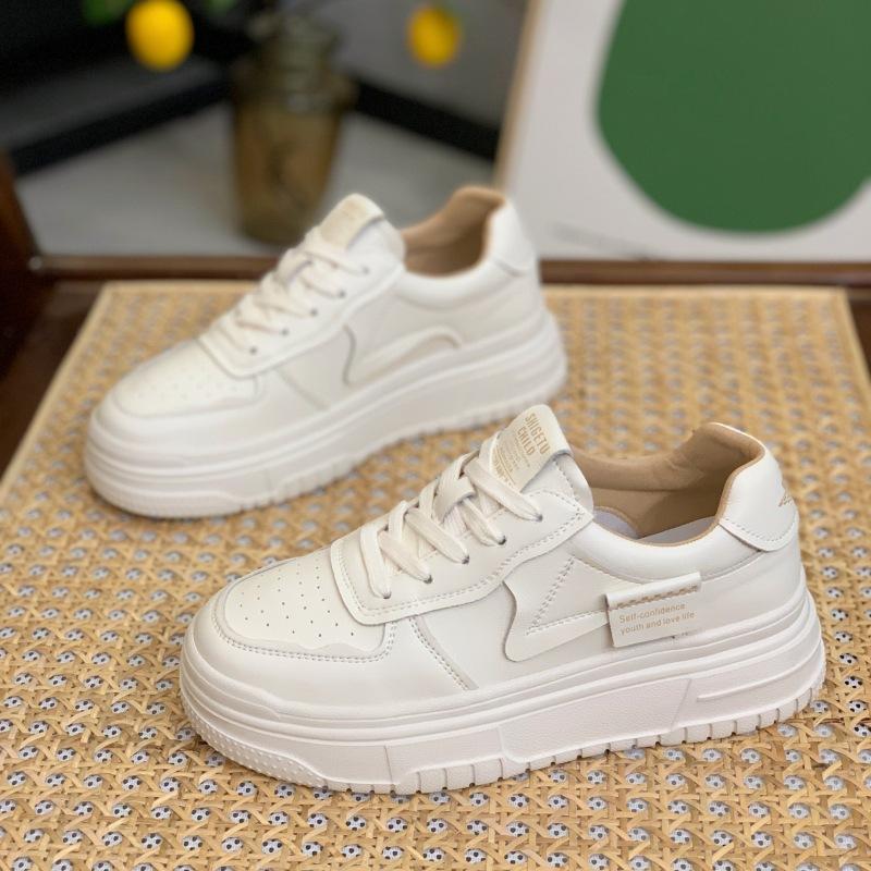 Genuine Leather Thick Soles Women's Spring Casual Sports Shoes