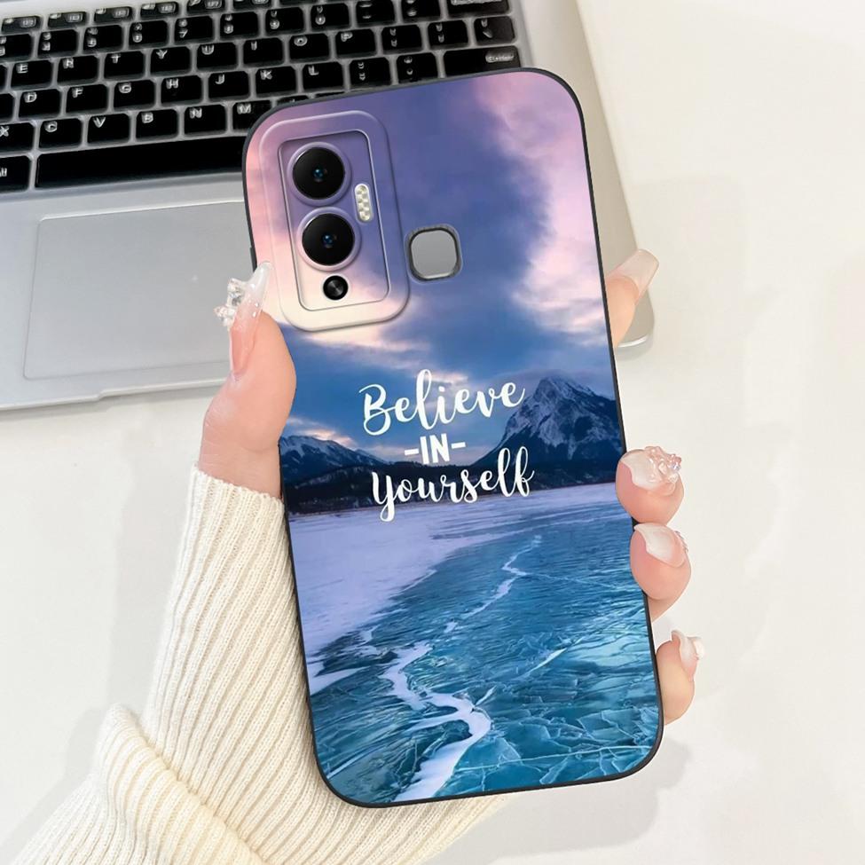For Infinix Hot 12 Play Case Silicone Cute Fashion Butterfly Love Painted For Cover Inifnix Hot 12 Play Phone Case X6816 X6816C