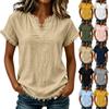 Women Casual V Neck Short Sleeve Top Hem Loose Fit Lightweight Blouse for Everyday Wear Office Travel