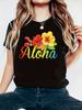 Hawaiian Aloha Flowers Graphic T-shirt