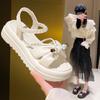 Platform Sandals Women's Summer New Xiaoxiangfeng Beaded Foot Muffin Bottom Beach Women's Sandals Wholesale