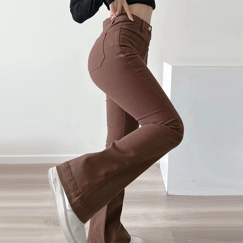 Women's Flared Pants Loose Straight High Waist Stretch Jeans