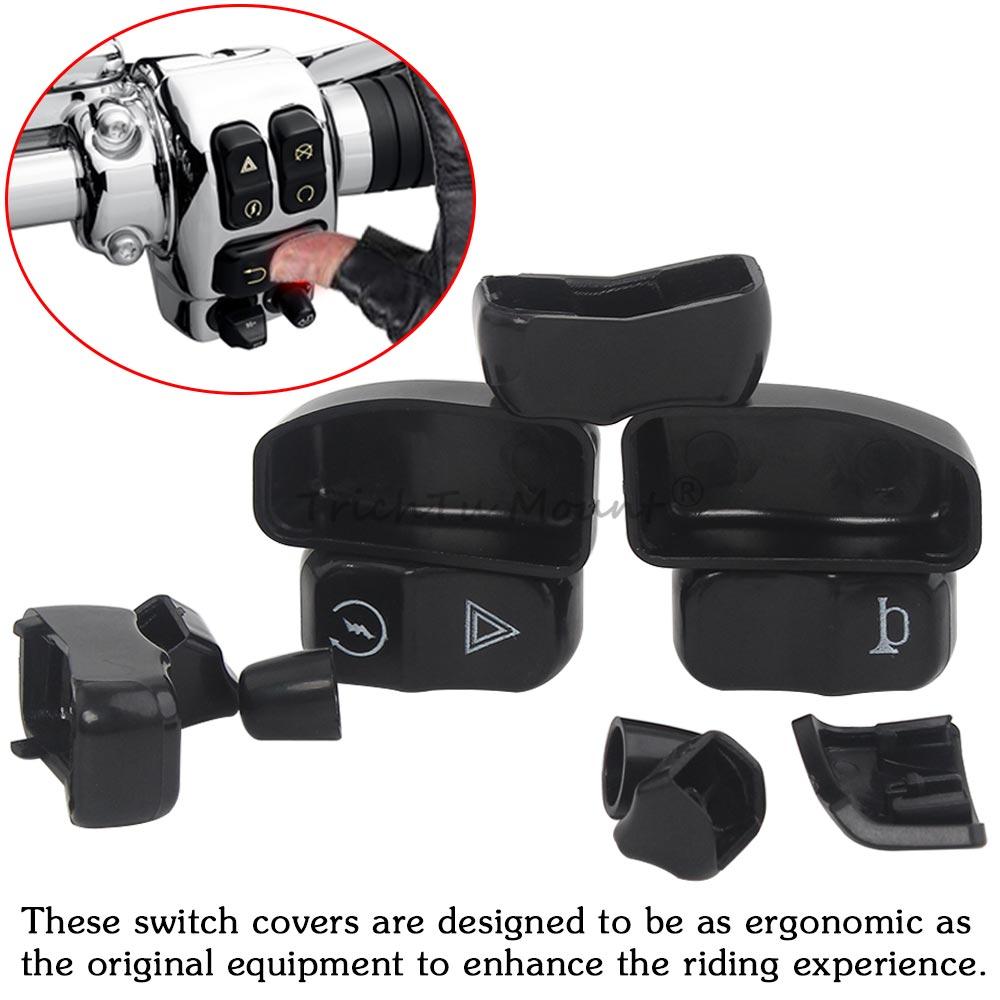 Motorcycle Black Hand Control Switch Button Caps Cover Kit For Electra Glide Standard FLHT Street Glide Special FLHXS 2014-2022