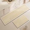 Kitchen Floor Mat Anti-slip Oil-proof Erasable Carpet Leather PVC Waterproof Rug Beige Line Texture Home Decoration Mats