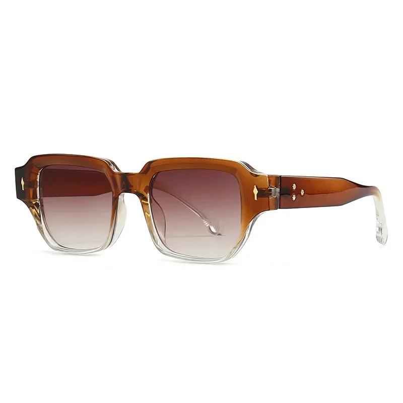 Lunettes de soleil carrées à rivets pour femmes Mode Lunettes pour hommes UV400 Lunettes de soleil rétro pour hommes