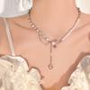 Elegant Rhinestone Pearl Necklace Love Heart Pendant Choker for Women Pink Crystal Party Wearing Accessories Jewelry Gifts