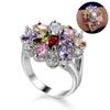 Stylish Women Multicolor Zircon Inlaid  Ring Wedding Engagement Jewelry Accessories Gifts