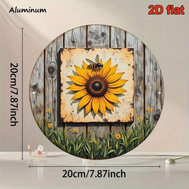 Tin Sign Wall Art Sunflower Bee Vintage Kitchen Decor