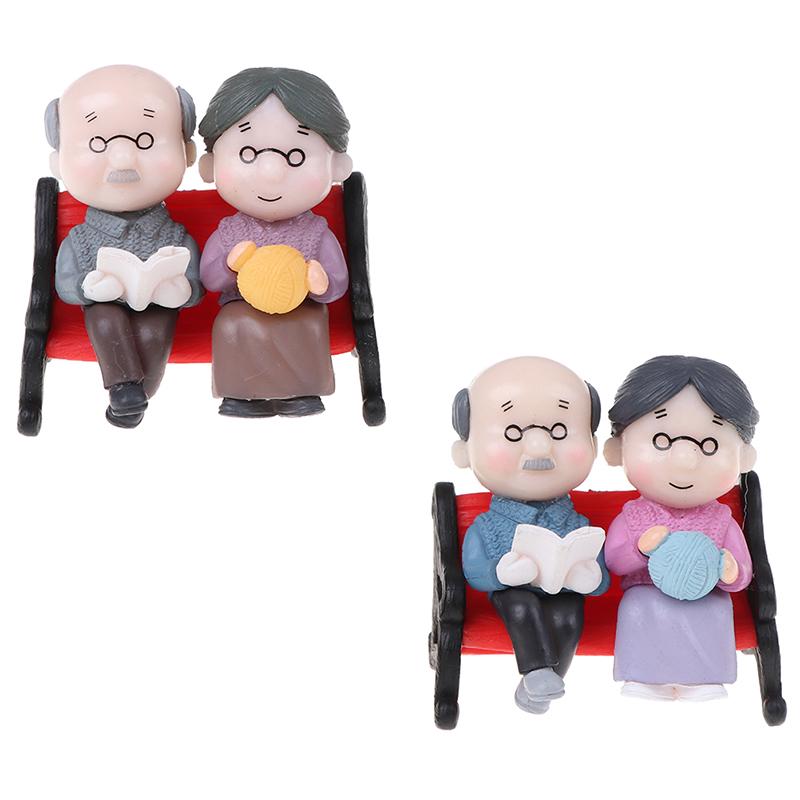 1Set Dollhouse Miniatures Garden Micro Landscape Grandparents Figurines Decor
