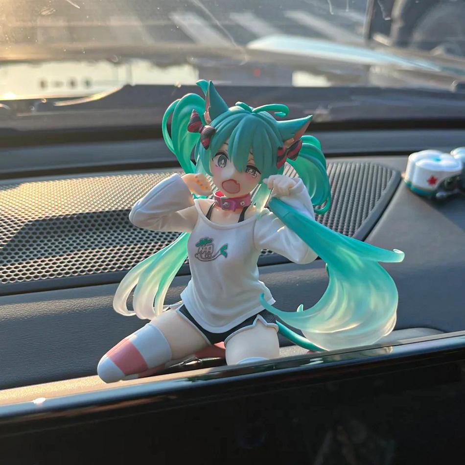 Hatsune Miku Desktop Cute Action Figure 11cm Neko T-Shirt Ver. Cat Ear Pajamas Anime Figurine Kawaii Girl Model Toy Gifts