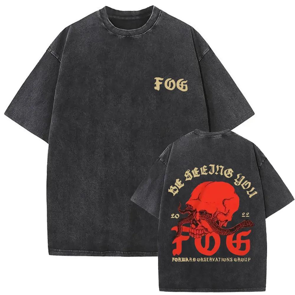 Fashion Vintage Washed Forward Observations Group Battle Tribe From The Grave Pull Over Print T-shirts Skeleton Male