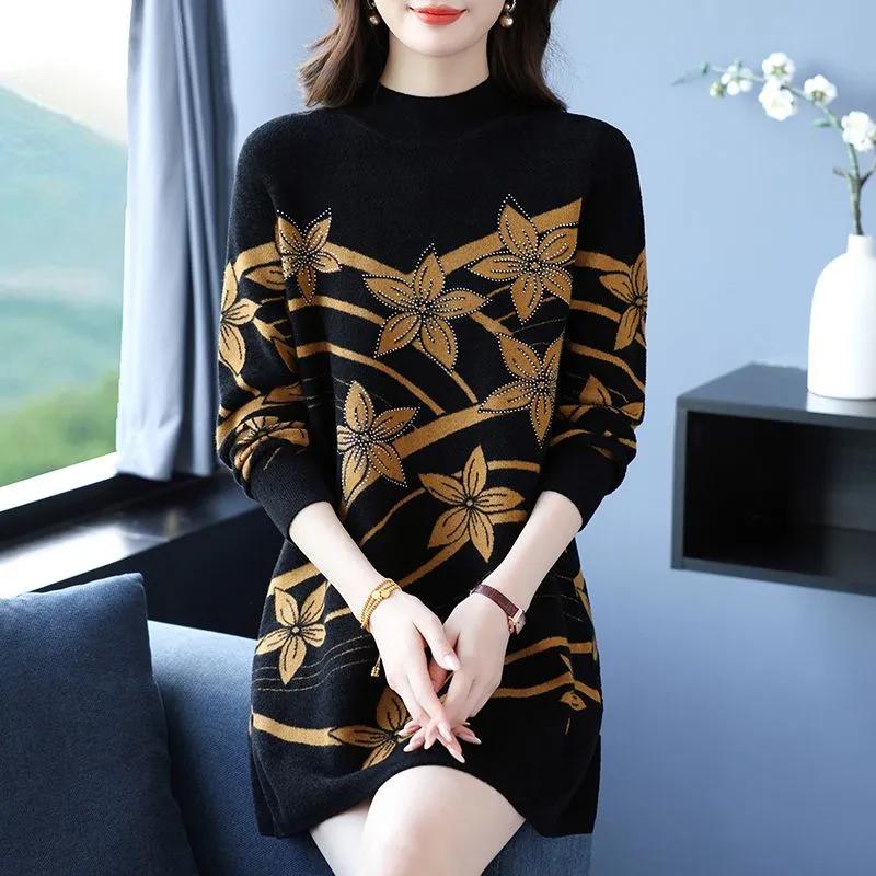 Trui voor Dames Herfst Winter Verdikte Pullover Warm Gebreid Rekbaar Lange Mouw Oversized Jumper Tops