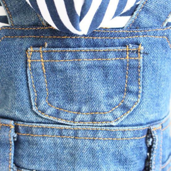 Stripe Pet Puppy Denim Jacket Hoodied Clothes Jumpsuit