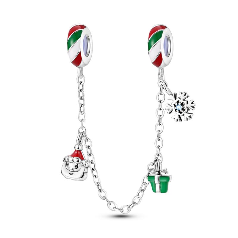 Safety Chain Clasp Clip Charms 925 Silver Love Bow Star Moon Snowflake Safety Chain Fit Bracelet DIY Jewelry