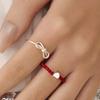 HAS [SET] HU010 Ribbon & Heart Beads Ring Set