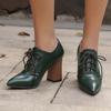 Fashion Vintage Block High Heels Pumps Loafers Shoes Red Black Women's Heeled Lace-up Casual Party Office Wedding Shoes Large Size 50