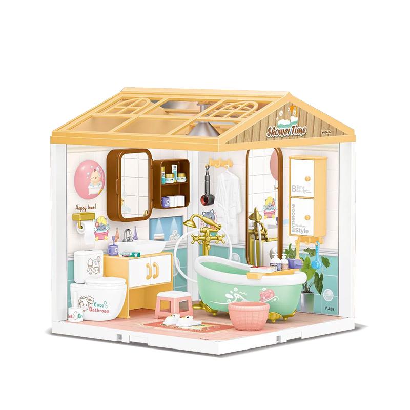DIY Kinderbastelpuppenhausbeleuchtung Bausteine Szenenmontage Miniaturpuppenhaus Spielzeug für Kinder Geschenke Heimdekoration