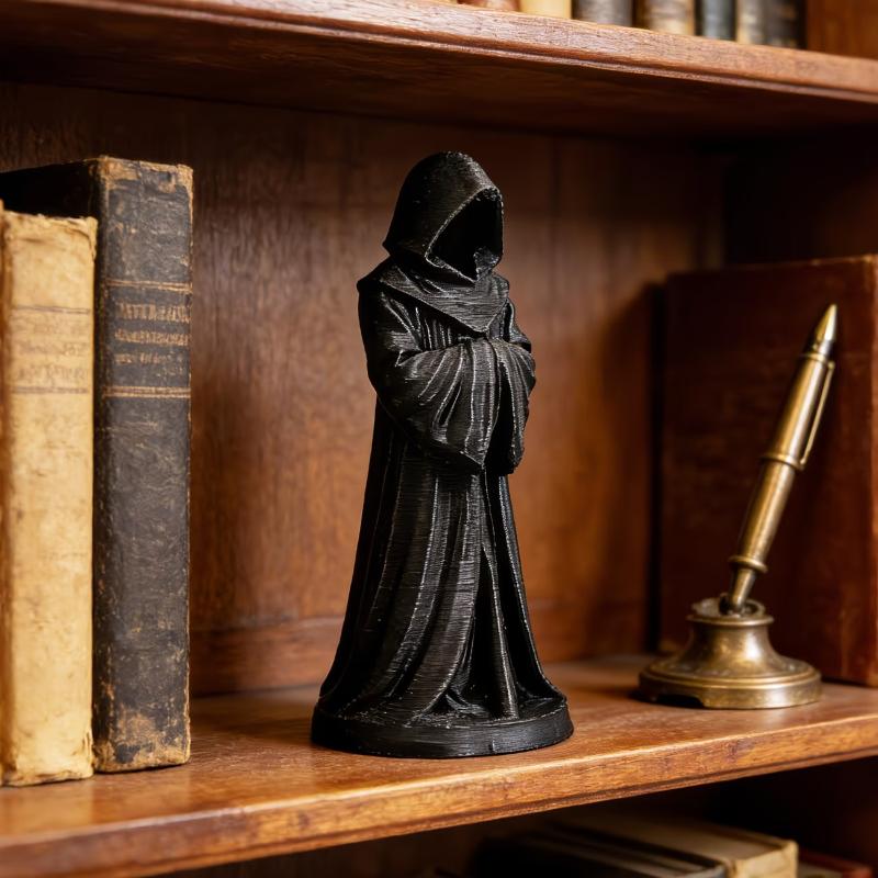 Vrouwelijke Zeisman Hars Beeld Gotisch Zittend Beeld met Zeis Donkere Esthetische Decoratie Voor Huis Kantoor En Boekenplank