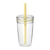 Wasserbecher mit Deckel und Strohhalm 450 ml BPA-frei Wiederverwendbarer Eiskaffeebecher Transparentes Plastik-Trinkgeschirr für Tee Smoothies